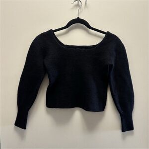 Madewell Black Wool Cashmere Pullover Sweater M Knit Long Sleeve Scoop Neck